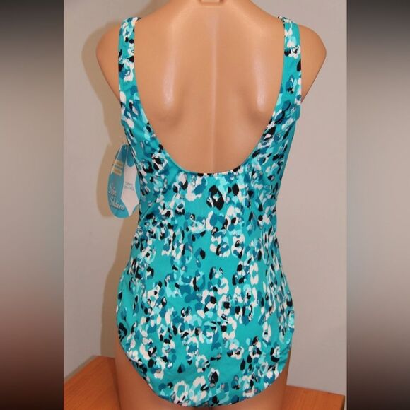 Women's Blue Patterned Swimsuit - Picture 2 of 4